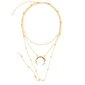 Fashion Multilayer Crescent Moon Choker Necklace With Bead Chain Initial Necklace Pendant On Neck Beads For Jewelry Making