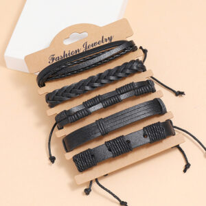 Simple Braided Black Leather Bracelet