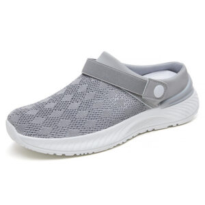 Women's Mesh Sandals Summer Breathable Lazy Slippers One-step Round Toe Half-slip Shoes