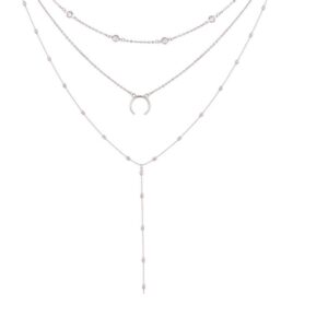 Fashion Multilayer Crescent Moon Choker Necklace With Bead Chain Initial Necklace Pendant On Neck Beads For Jewelry Making