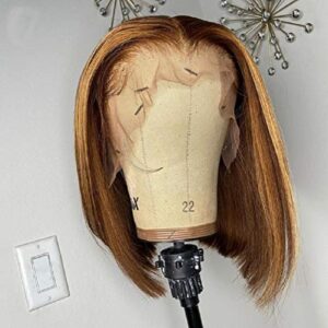 Women's Medium Dyed Brown Gold Short Straight Wig