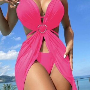 Women's Solid Color Split Swimsuit Three-piece Bikini