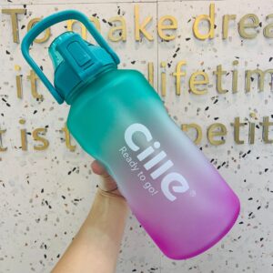 Plastic Water Cup, Large Capacity Gradient Cup, Outdoor Sports Fitness Water Bottle, Portable Cup