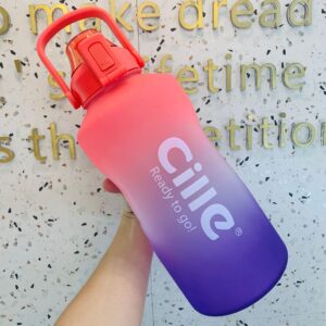 Plastic Water Cup, Large Capacity Gradient Cup, Outdoor Sports Fitness Water Bottle, Portable Cup